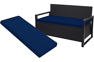 A ATH COLLECTION 100% Waterproof 2 3 4 Seater Indoor & Outdoor Bench Cushion Seat Pads for Lawn & Garden, Patio, Office, Coffee Shop with Removable cover (2 Seater 108cm x 45cm x 5cm, Navy)