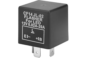 Tomotato Relè Lampeggiante LED 3 Pin 12V, CF14 JL-02 Hyper Flash Fix per Auto Moto Motocicletta, Materiale Termoplastico, Interruttore Elettronico con Timer, Soluzione Problemi Indicatori Direzione