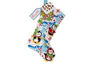 Bucilla, Winter Land Penguins, Felt Applique 18" Stocking Making Kit, Perfect for DIY Arts and Crafts, 89627E
