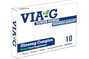 VIA - G VIA-G - Stronger and Longer for Confident Performer - Extra Strength Performance Enhancing Pills, Stamina Endurance Booster Blue Supplement Pills for Men - 10 Ginseng Capsules