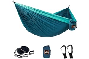 AnorTrek Camping Hängematte, Doppel- oder Einzel-Parachute Hängematte mit Zwei Baumriemen, Leichtgewichtige tragbare Hängematte für Camping, Wandern, Backpacking