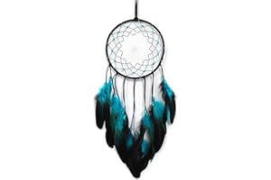 Zueyen Traumfänger, handgefertigt, exquisite Federn und Perlen zum Aufhängen an der Wand, Heimdekoration, traditionelle Kunst, Ornament, Handwerk, für Kinder/Autos/Schlafzimmer/Geschenk (blau)