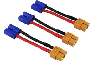 OliYin 3pcs mâle EC3 à Femelle XT60 XT-60 Adaptateur connecteur Câble de Connexion 14awg 1.96in pour Batterie RC Lipo (Pack de 3)
