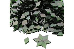 CLEST F&H DIY ACCESSORIES Clest F&H Dark Green Rhombus Glass Mosaic Tiles Pieces Stained Glass for Crafts