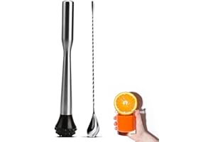 LEGERM Acier inoxydable Cocktail Muddler, Cuillère À Spirale, Bar à la Maison Ensemble d'outils embrouillé du Barman per spremere Il Limone o per pestare nel Bicchiere