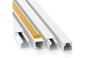CILSON Canaletas para cables listas para montar (10 m, autoadhesivos, con cinta adhesiva de espuma, color blanco), cubierta de cables, Blanco