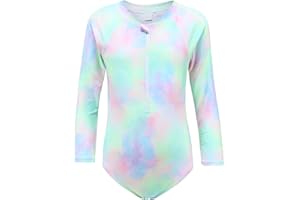 AISYEE Girls Long Sleeve Swimsuit Kids One Piece Beach Rash Vest Girls Swimming Costume Age 5-16 Years