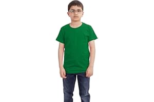 Style Lockers® Boys Classic Short Sleeve T-Shirt - 100% Cotton Kids Plain Round Neck Basic Top, Children Lightweight PE School Active Tees Shirts Age 3-13 Years