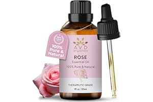 AVD ORGANICS Ätherisches Rosenöl 30 ml | hochwertige therapeutische Qualität Rosenöl für Seifen Kerzen Massage Haut Parfums Raumdüfte Acetit für Diffusor | 1 fl. oz.
