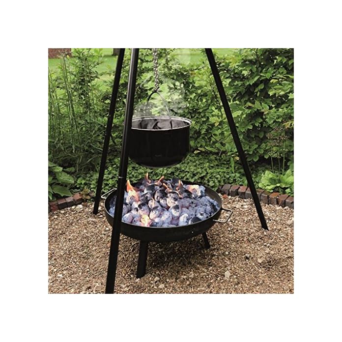 4 In 1 Multi Grillset Oslo 180 Cm Schwenkgrill Mit Kettenzug Und Xxl Grillrost Groe Feuerschale 15 Liter Emaille Kochtopf Fr Glhwein Oder Eintopf 2 Flammlachshalter 2341