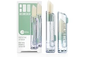 BELWEDER - Balsamo Labbra Protettivo con Aloe Vera, Vitamina E, Olio di Semi di Cotone - Balsamo Labbra Idratante - Protezione e Rigenerazione - Burrocacao Labbra Trasparente - 2 x 3,5 g