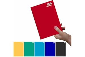 MA NASIR A5 Page A Day Diary 2025 Classic Diary Daily Planner With Half Page Weekends Office Desk Hardcover Ribbon Bookmark Clear Day Plan With Hourly Slots Organiser Stationery Supplies Assorted Colours (1pc)