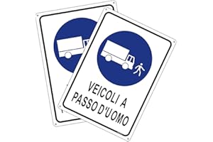 Andchi 2 pezzi Segnaletica di Sicurezza sul lavoro - Segnali di Obbligo - VEICOLI A PASSO D'UOMO, Targa in metallo in alluminio, antiruggine, 25 x 35 cm