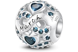 LONGLUCK CHARMS & BRACELETS Pierre de naissance des douze mois,Bijoux pour femmes,Compatible Pour Pandora les bracelets et les colliers Charms de,Cadeaux pour femmes.