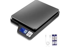KUBEI Large Rechargeable Digital Kitchen Scales 5kg 0.1g High-Precision Electronic Weighing Food Scale, Stainless Steel Weighing Platform for Office School Home Baking Cooking Tare Function