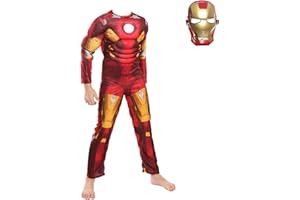 XNheadPS Iron Man Muscle Body Adulte Enfants Cosplay Costumes Combinaison 3D Fantaisie Robe serré vêtements garçons fête Performance Accessoires Super-héros Onesies,Black-Kid S 110~120cm