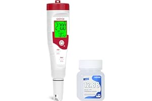 GIDIGI Testeur de sel de pH numérique, compteur de salinité pour piscines d'eau salée avec solution d'étalonnage de 12,88 mS/cm, compteur de sel 5 en 1, lecteur de pH TDS PPM EC pour l'eau, aquarium