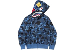 MINIDORA Niño Sudadera con Capucha Hoodei Unisex Estampado de Tiburón de Camuflaje Manga Larga Trendy Pullover Sweatshirt Casual