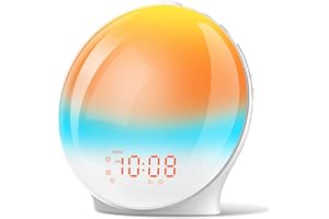 ‎ARTINABS ARTINABS Tageslichtwecker Lichtwecker Wake up Light Sonnenaufgang Sonnenuntergang Simulation Wecker Radio 8 Naturgeräusche 2 Alarmen Snooze 15 Farblicht 20 Helligkeit Nachttischlampe Kinder