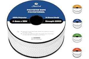 Abma Cord Corde Tresse Polyester 4mm x 50m Bobine - Blanc