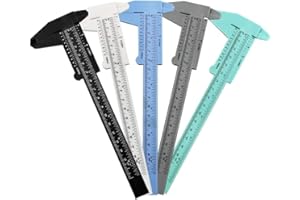 Huture 5 Stücke 150mm/6 Zoll Messschieber Hochpräzise Kunststoff Schieblehre Abständen Durchmesser Messung Geeignet für Schmuck Mess Student Büro Zimmerei Hause (Schwarz, Weiß, Blau, Grau, Grün)