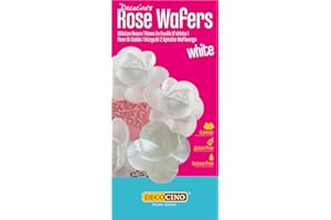 ¡Rosas de papel comestibles blancas DECOCINO (8 uds.) - como flores comestibles para la decoración de bodas y cumpleaños en tartas, cup-cakes, muffins!