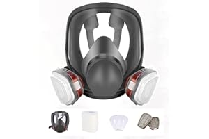 Atemschutzmaske Vollmaske mit 6001 Filter, Staubmasken Atemschutz Feinstaub,Lackiermaske für Gase Dämpfe,Epoxidharz,Spritzlackieren, Chemikalien, Schleifen, Bauarbeiten,Industrie, Landwirtschaft