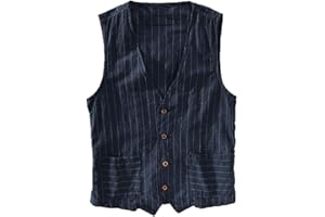 Beokeuioe Gilet da uomo con bottoni, da lavoro, casual, classico, basic, da uomo, alla moda, casual, casual, da uomo, con motivo a quadri selvatici a righe