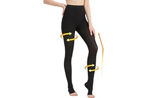 MGANG Compression Pantyhose, Open Toe, Waist High Compression Stockings Opaque, Firm Support 20-30 mmHg Pantyhose