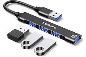 KiWiBiRD Koncentrator USB z wieloma portami USB, 1 x USB 3.0, 3 x USB 2.0, rozszerzenie USB, adapter do laptopa, MacBooka, komputera stacjonarnego, PS5, kompatybilny z napędem flash, drukarką,