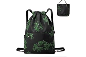 RisePlus Sac à Dos Cordon Grand Imperméable ， Sac de Sport Femme/Homme Multifonction pour Piscine, Gym, Shopping, Voyage ， Sac à Dos Léger Pliable avec Poches Multiples ， 43x32x16cm