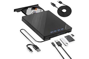 EOKEKE Lecteur Blu-Ray Externe - 8 en 1 Lecteur DVD/BD Graveur Blu Ray, Portable Lecteur Blu Ray Externe avec USB 3.0 Type-C, 3D CD DVD Graveur Optical Bluray Drive pour PC Windows 11 10 8 7