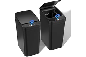 Dreamhigh® 2er Set Mülleimer mit Sensor, 12L Elektrischer Mülleimer mit Automatischem Deckel, Smart Mülleimesr mit 3 Öffnungsmodi, Leise & Wasserdicht für Küche, Bad, Büro, Wohnzimmesr