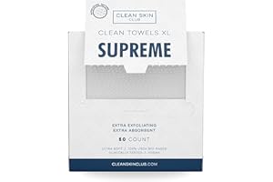 Clean Skin Club Clean Towels XL™ Supreme, 100% USDA Biobased Dermatologist Approved Face Towel, Gentle Exfoliation, Disposable Facial Washcloth, Makeup Remover Dry Wipes, 50 Count