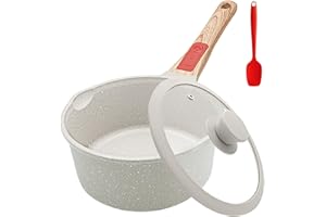 AIKENBBKK Casserole 20cm Antiadhésive avec Couvercle, 2.5L Casserole avec Poignée détachable, Résistant au four et au lave vaisselle, Pot à lait avec bec verseur (Blanc)