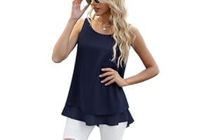 Yommay Chiffon Tank Tops für Damen Sommer Elegante ärmellose Business Cami Casual Blusen Tuniken Flowy
