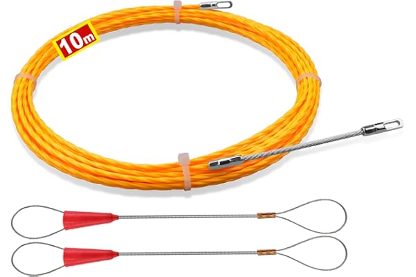 Aiguille Electricien 10 m - Tire Fils Electrique, Ressort Rétractable, Spirale Rétractable,Tire Fil, Ressort Pour Câbles et Installations Electriques (3,0 mm - 10 m)