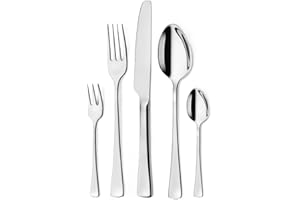 Targzier Besteck Set 6 Personen,30 teilig Hochwertiges Edelstahl Essbesteck Set mit Messer Gabel Löffel,Silber Glänzend Cutlery Set,Hochglanzpoliert,Spülmaschinenfest
