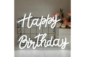 UExnkj-Y Luci al neon Happy Birthday,Buon Compleanno Insegna al Neon USB Powered Room Bar Party Birthday Acrilico Neon Sign Wall Decor Regalo di Compleanno Neon