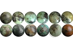 SKYBEADS Natural African Green Turquoise Gemstone 6mm Round Beads for Jewellery Making Supply Sold by One Strand APX 60 Pcs