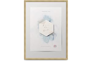 aFFa frames, Hekla - Cornice portafoto in MDF, facile da pulire, rettangolare, con vetro acrilico, colore: oro, 50 x 70 cm