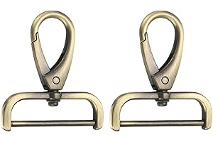 QUARKZMAN 2 Stück Abnehmbarer Karabinerhaken Schwenkbarer Karabiner 1 1/2" D-Ring mit Schwenkbarem Hummerkrallenverschluss für Taschengurt Schlüsselanhänger Tasche DIY Handwerk, Messing