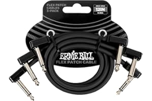 Ernie Ball Flex Patch Cable 30 cm - Negro - Paquete de 3
