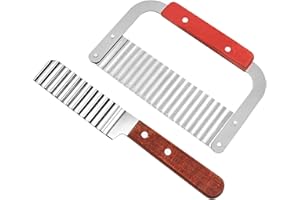 Mecmbj Cutter de Pommes de Terre, Coupe Pomme de Terre Ondulée, Couteau Lame Ondulée, Couteau Ondulé Trancheuse de Frites Vague,p pour Frites, Pommes de Terre, Légume, Fruits et Gaufre, 2 Pièces