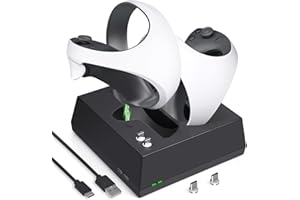 ALCOPANDA Charging Station for PS VR2 Controller,PSVR 2 Charging Dock for PSVR2 Sense Controller with LED Light,2 Charger Connector,and Type-C Cable for PS VR2 Accessories