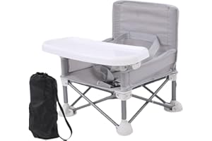 EASTUY Baby Folding Dining Chair with Removable Tray, Baby Booster Seat Highchair Portable Toddler Camping Chair Foldable Baby Travel High Chair for Travel, Camping, Outdoor