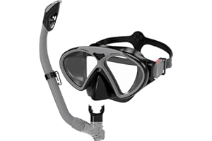 JEMULICE Masque de Plongée pour Enfants, Tuba de Plongée Étanche à Dessus Sec et Lunettes de Plongée en Apnée Anti-Buée, Masque Plongée avec Champ de Vision Panoramique à 180° pour Garçons et Filles