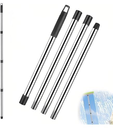 Palo Extensible De Aluminio Y Plástico Con Sujección Por Rosca, Mango Telescópico Acoplable A Escobas, Cepillos, Lim