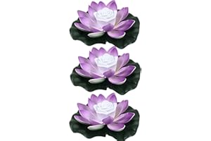 Yeehliny Solarbetriebene 18cm Lotus Laterne, Wasserdichte LED Garten Pool Licht, Schwimmende Laterne, Künstliche Lotusblüten Seerosen Licht Wasserlaterne für Garten Teich Terrasse (3 Stück/B)