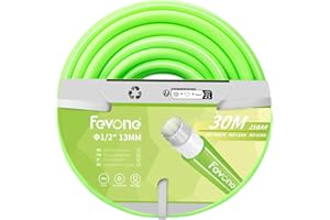 Fevone manguera de jardin 30m manguera para jardin 13mm(1/2" inch) 4ly 25 Bar Heavy duty Portable Outdoor compressor hose line Flexible Robust Strapable Kink protection Verde